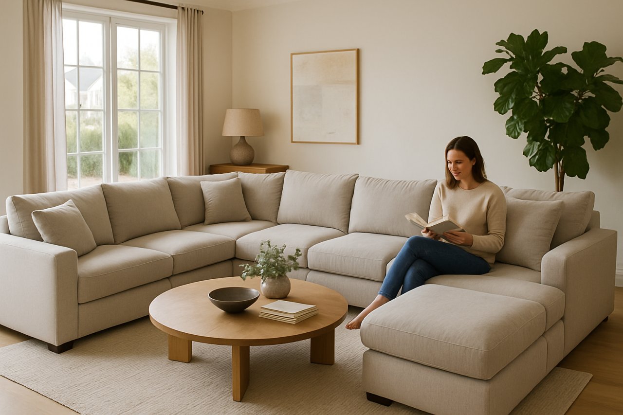 Envie d’un salon où tout le monde trouve sa place ? Ce canapé en U pourrait bien être la solution idéale
