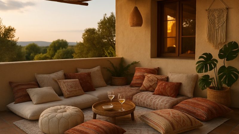 Coussins de sol pour terrasse : créer une ambiance bohème qui donne envie de ne plus rentrer
