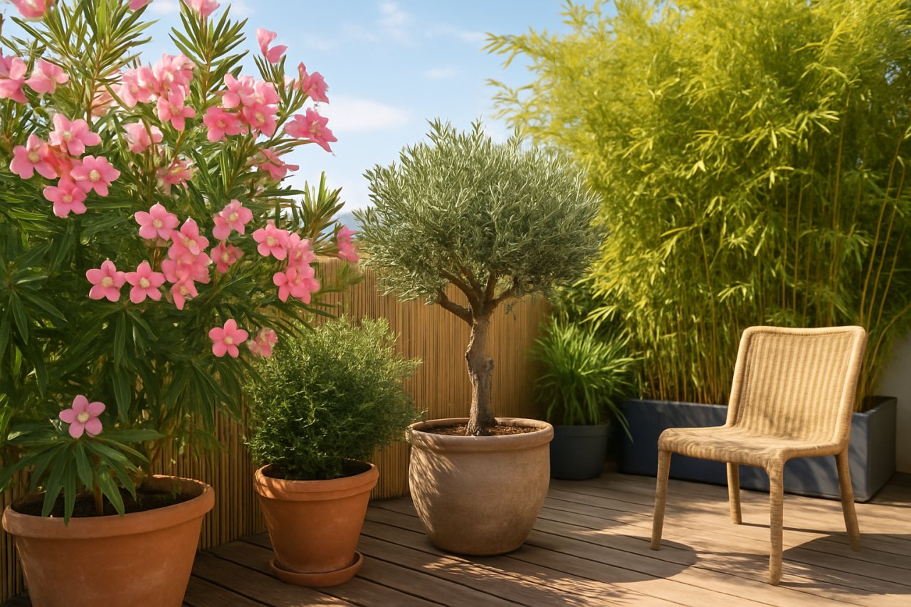 Lauriers-roses, oliviers nains et bambous : les trois plantes qui transforment vraiment une terrasse ensoleillée