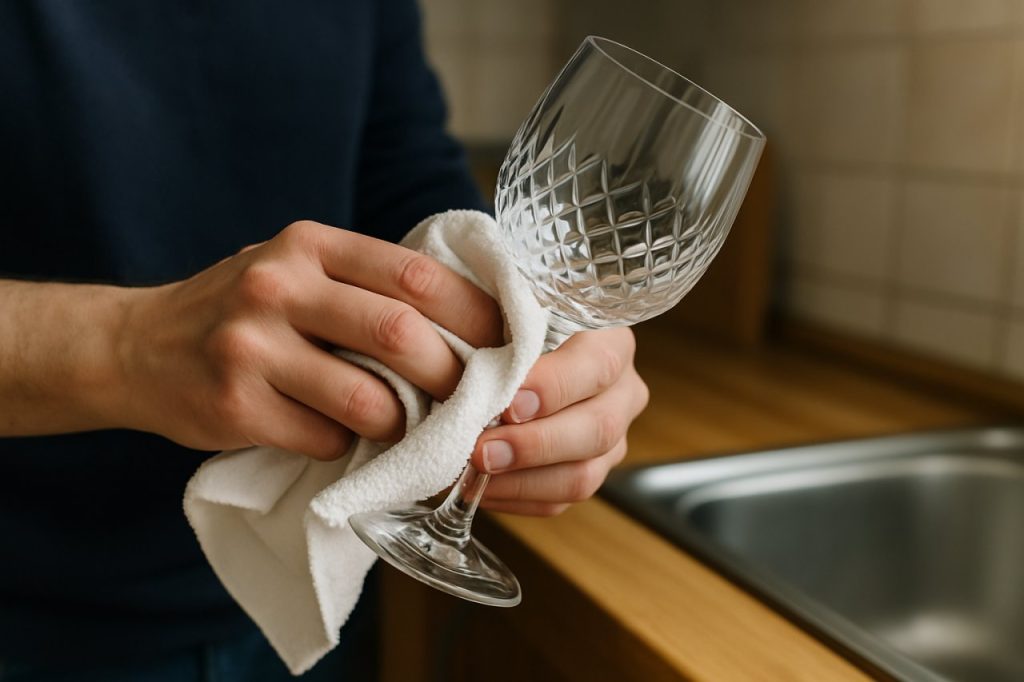 nettoyer verres en cristal avec un chiffon