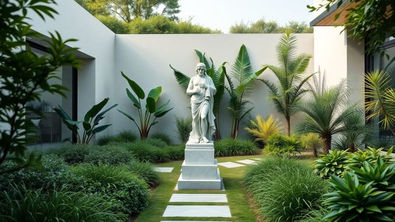 Conseil pour intégrer une statue antique dans un jardin contemporain