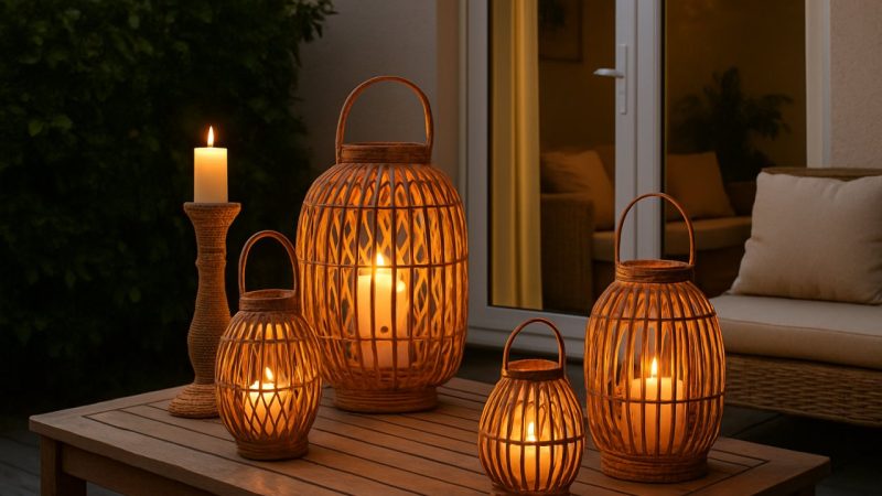 Bougeoirs et lanternes en rotin sur sa terrasse : l&rsquo;alliance parfaite du naturel et de la lumière