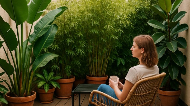 Le secret d’une terrasse sans vis-à-vis ? Ces grandes plantes qui allient intimité et décoration
