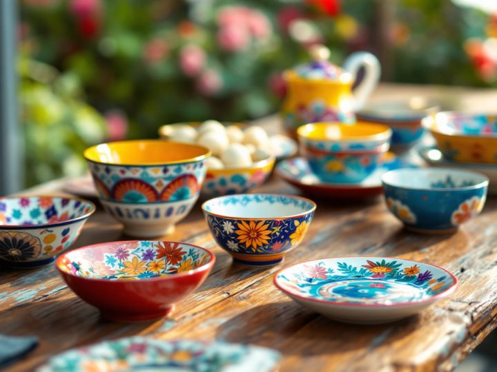 Service apéritif en porcelaine multicolore : l&rsquo;art de recevoir avec style et caractère