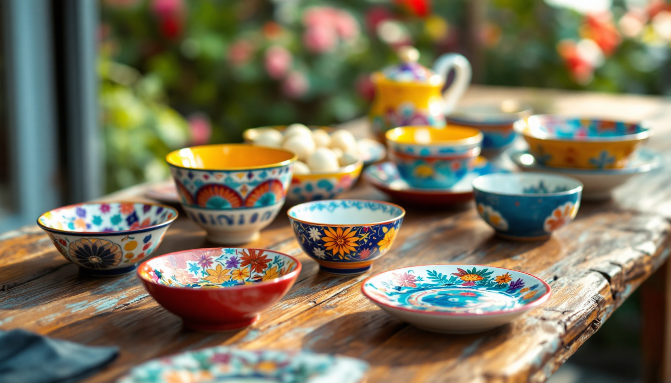Service apéritif en porcelaine multicolore : l’art de recevoir avec style et caractère