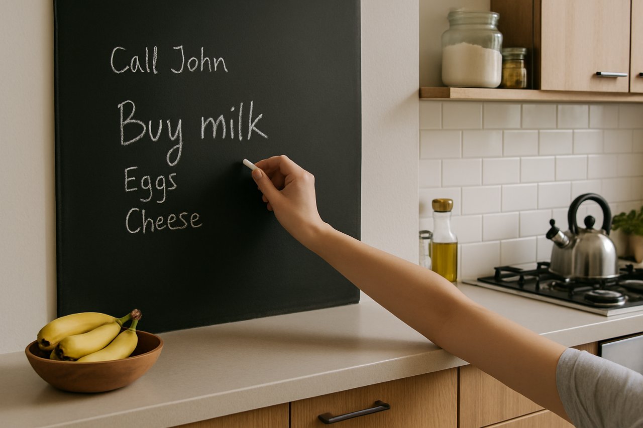 Tableau noir en cuisine : l&rsquo;idée déco qui vous permet de laisser des notes au quotidien