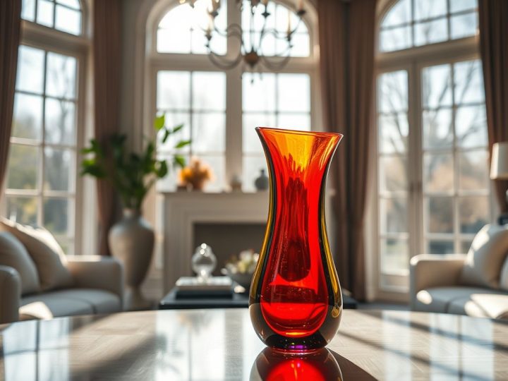 Envie d’un salon plus chic ? Ce vase en verre soufflé coloré change toute l’ambiance